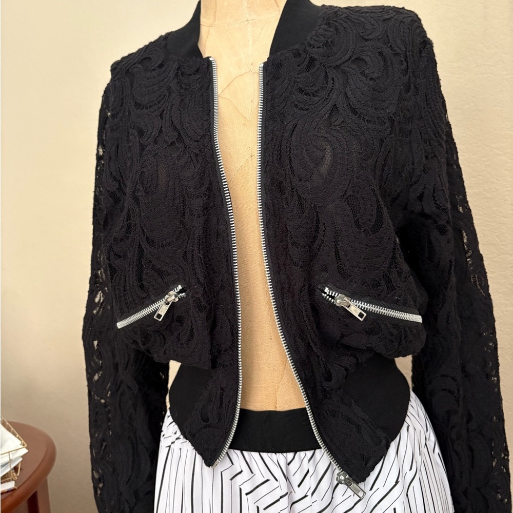 Soulmates Black Lace Bomber Jacket